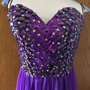 Strapless Purple Prom Dress